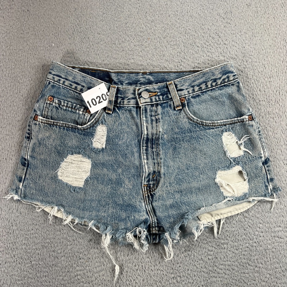 Vintage Levis 505 Cut Off Denim Shorts 31 Waist Regular Fit Distressed USA Made